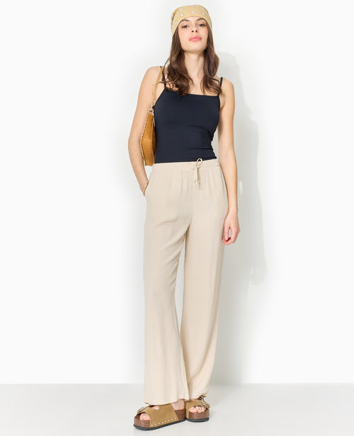 Pantalon palazzo aspect froissé taille élastiquée - PIMKIE - 1