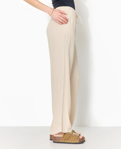 Pantalon palazzo aspect froissé taille élastiquée - PIMKIE - 7