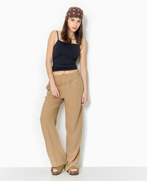 Pantalon palazzo aspect froissé taille élastiquée - PIMKIE - 1