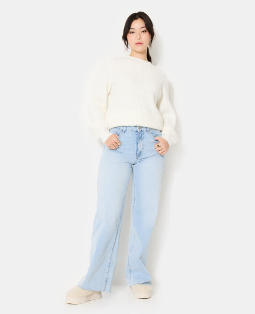 J71-1 / Jean wide taille haute bas coupés - PIMKIE - 1
