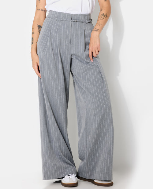 Pantalon large et droit avec fines rayures - PIMKIE - 5