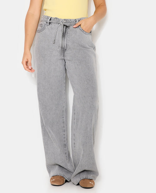 Jean baggy taille basse avec ceinture à nouer - PIMKIE - 5