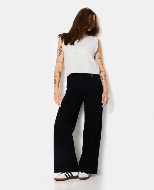 Jean wide taille haute avec poches devant - PIMKIE - 1