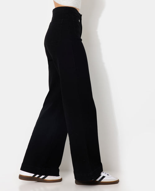 Jean wide taille haute avec poches devant - PIMKIE - 2