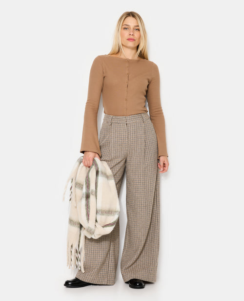 Pantalon large en tissu chaud motif pied-de-poule - PIMKIE - 1