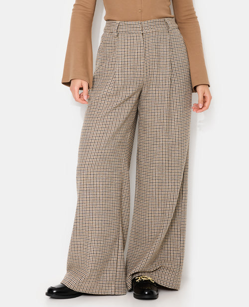 Pantalon large en tissu chaud motif pied-de-poule - PIMKIE - 5