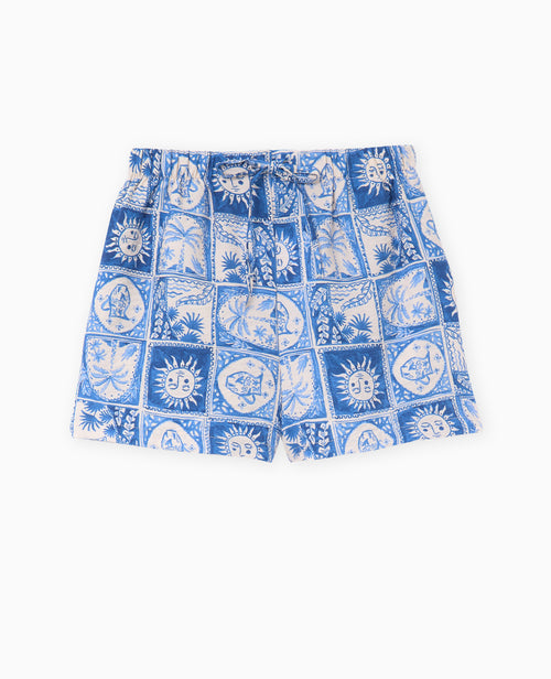 Short taille élastiquée motifs soleils et palmiers - PIMKIE - 4