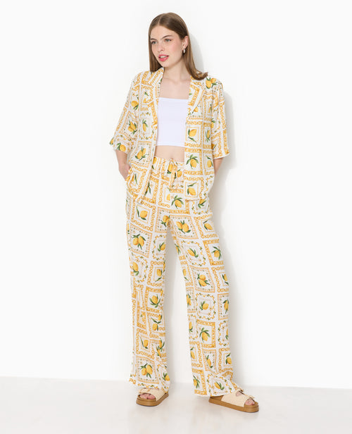 Pantalon taille coulissée motif citrons - PIMKIE - 1