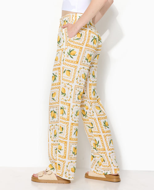 Pantalon taille coulissée motif citrons - PIMKIE - 3