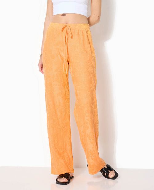 Pantalon ample en éponge jacquard motif fleurs - PIMKIE - 5