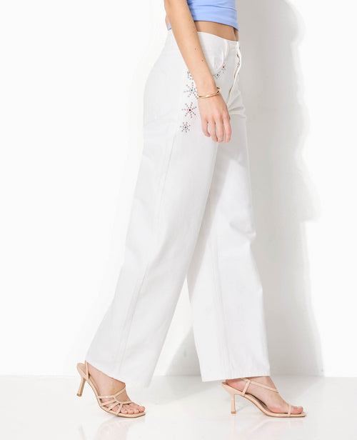 Jean barrel avec clous et strass colorés - PIMKIE - 3