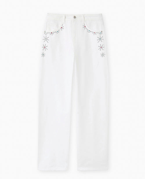 Jean barrel avec clous et strass colorés - PIMKIE - 4