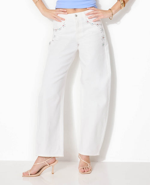 Jean barrel avec clous et strass colorés - PIMKIE - 5