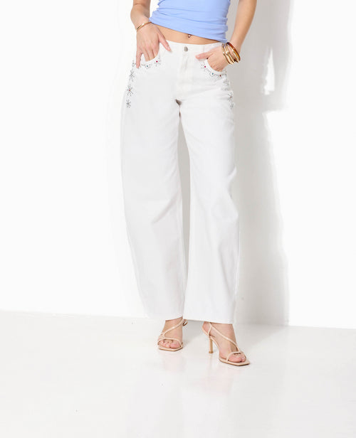 Jean barrel avec clous et strass colorés - PIMKIE - 7