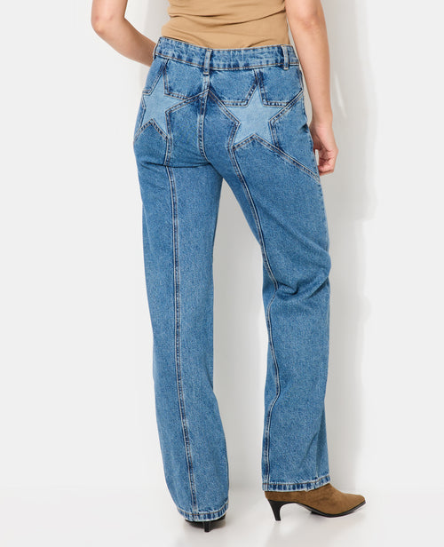 Jean straight taille medium avec étoiles dos - PIMKIE - 6