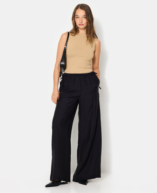 Pantalon palazzo en tissu effet peau de pêche - PIMKIE - 1