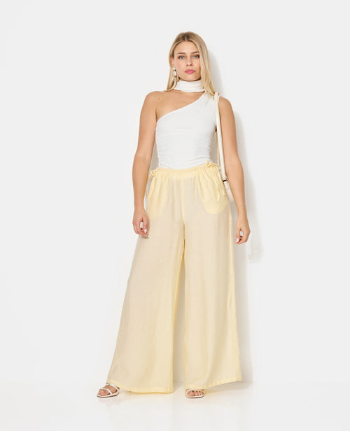 Pantalon palazzo en tissu effet peau de pêche - PIMKIE - 1