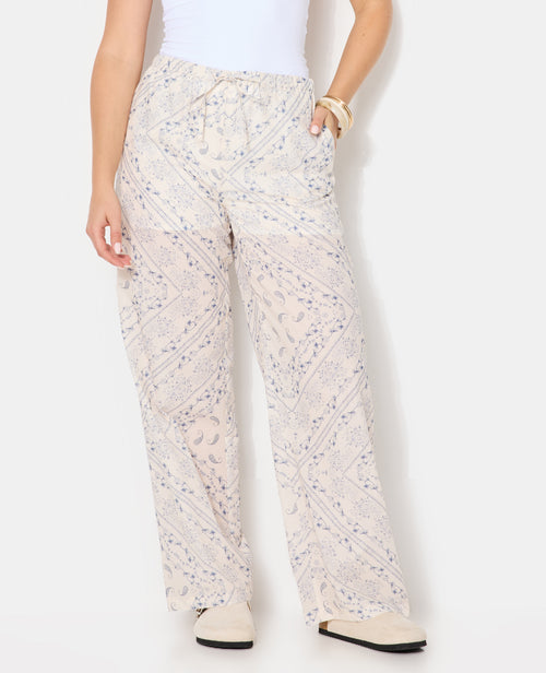 Pantalon large et droit motif fleurs et bandana - PIMKIE - 5