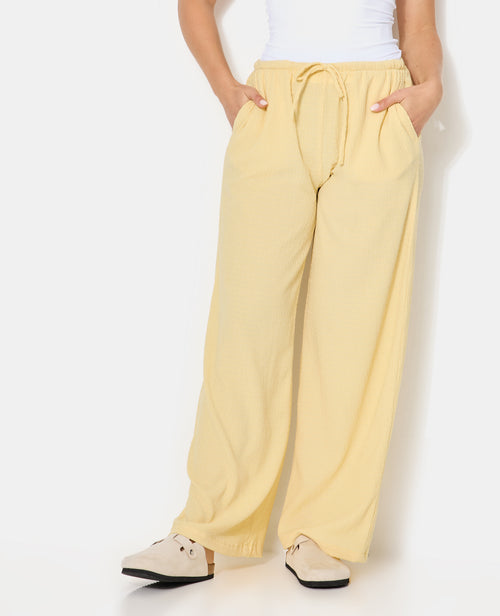 Pantalon large et droit en tissu reliefé - PIMKIE - 7