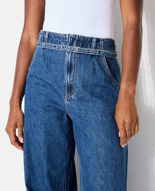 Jean wide avec ceinture fine - PIMKIE - 3