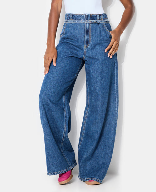 Jean wide avec ceinture fine - PIMKIE - 7