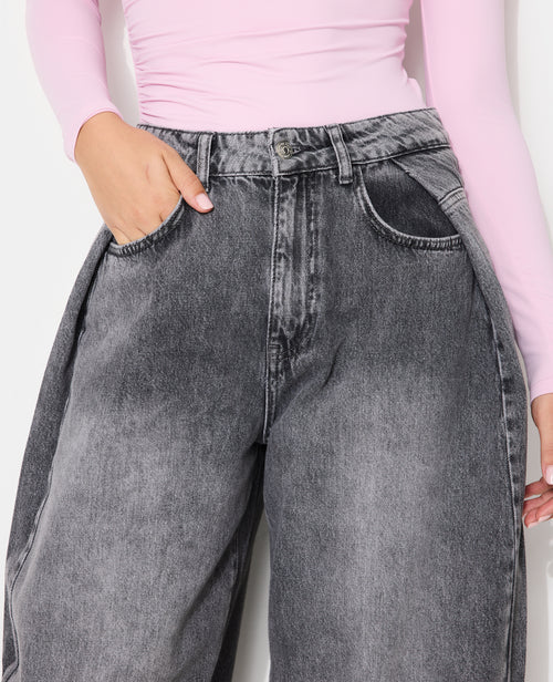 Jean barrel taille medium avec plis fantaisie - PIMKIE - 3