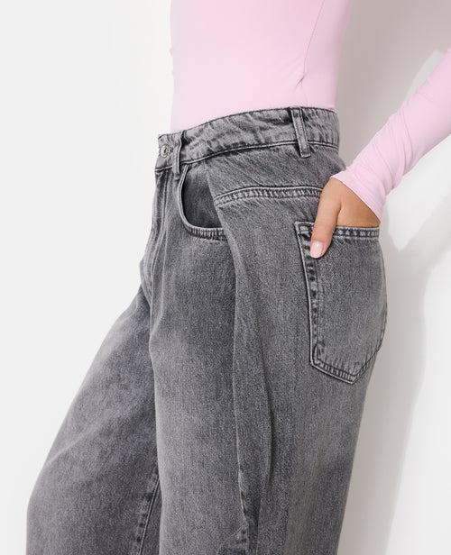 Jean barrel taille medium avec plis fantaisie - PIMKIE - 1