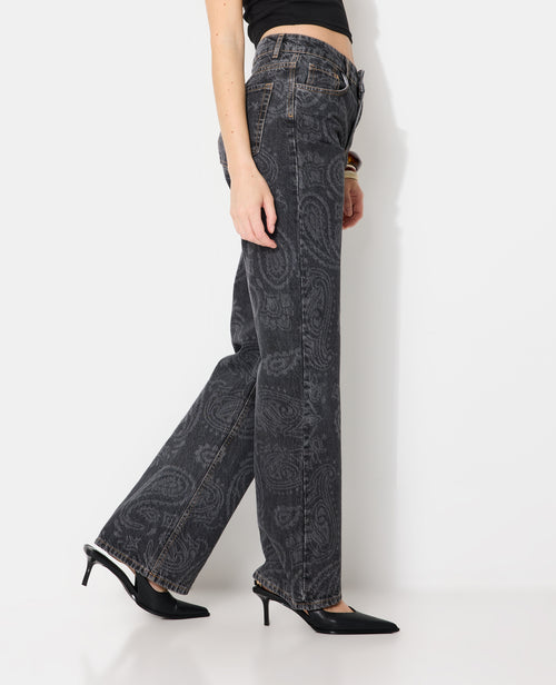 Jean straight taille haute avec motifs bandana - PIMKIE - 2