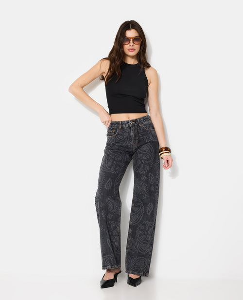 Jean straight taille haute avec motifs bandana - PIMKIE - 3