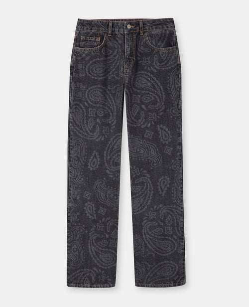 Jean straight taille haute avec motifs bandana - PIMKIE - 4