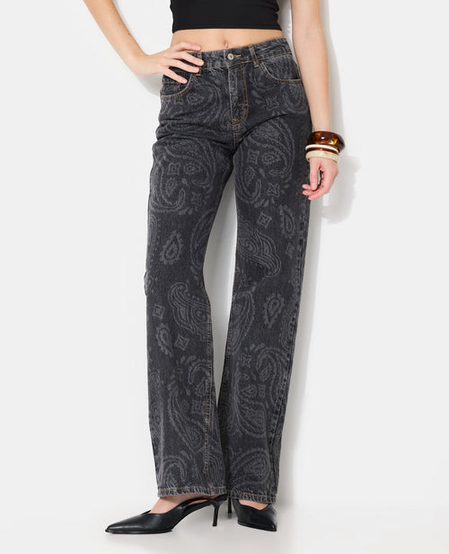 Jean straight taille haute avec motifs bandana - PIMKIE - 5