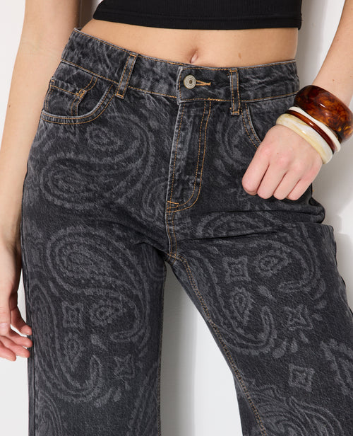 Jean straight taille haute avec motifs bandana - PIMKIE - 7