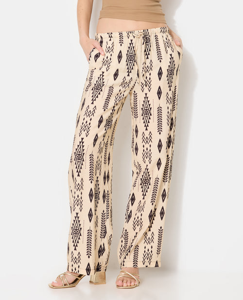 Pantalon fluide avec lien coulissé motifs ethniques - PIMKIE - 5