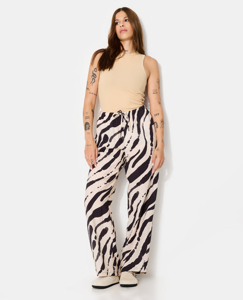 Pantalon fluide avec lien coulissé motifs zébrés - PIMKIE - 1