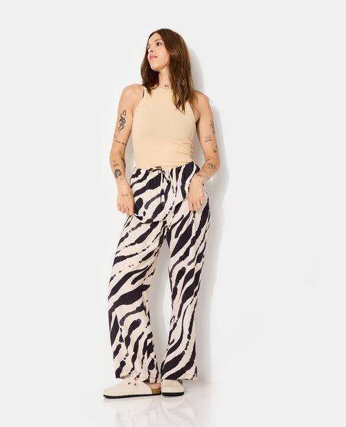 Pantalon fluide avec lien coulissé motifs zébrés - PIMKIE - 3