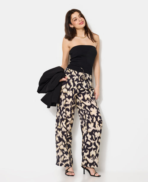 Pantalon fluide avec lien coulissé motifs flous - PIMKIE - 1