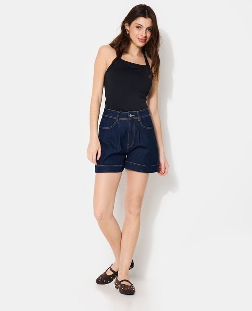 Short en jean taille haute avec pinces - PIMKIE - 1