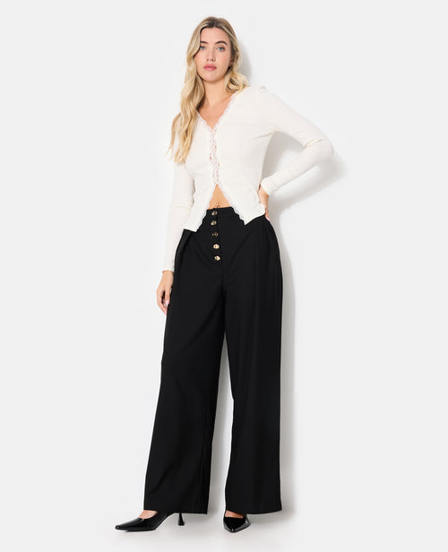 Pantalon droit et large avec boutons fantaisie - PIMKIE - 1