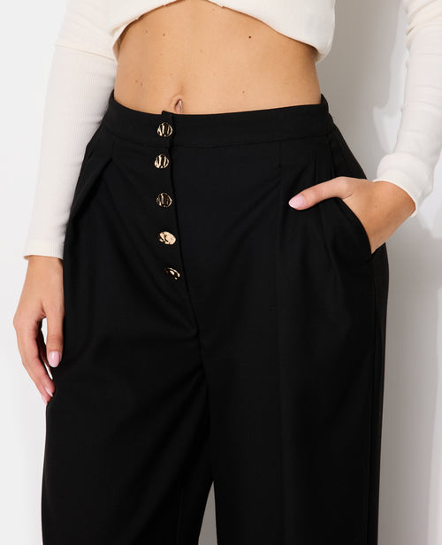 Pantalon droit et large avec boutons fantaisie - PIMKIE - 2