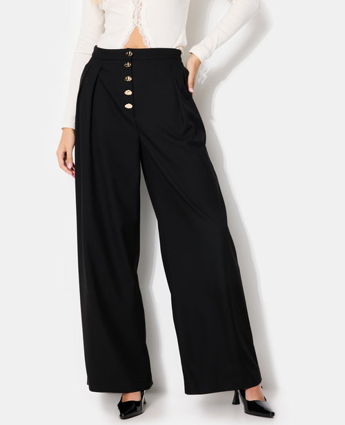 Pantalon droit et large avec boutons fantaisie - PIMKIE - 3