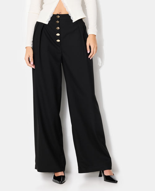 Pantalon droit et large avec boutons fantaisie - PIMKIE - 5