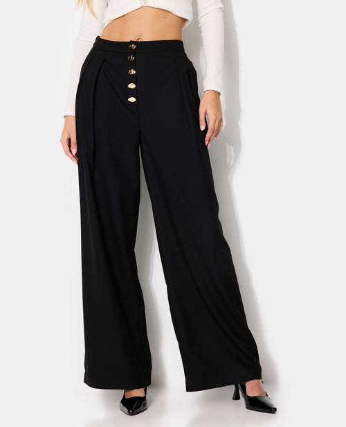 Pantalon droit et large avec boutons fantaisie - PIMKIE - 7