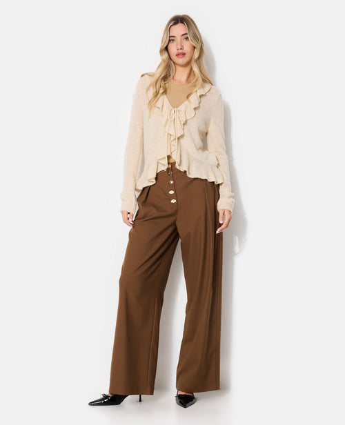 Pantalon droit et large avec boutons fantaisie - PIMKIE - 1