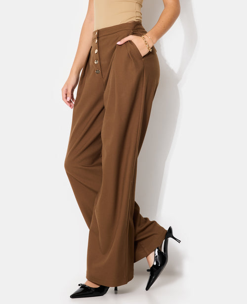 Pantalon droit et large avec boutons fantaisie - PIMKIE - 2