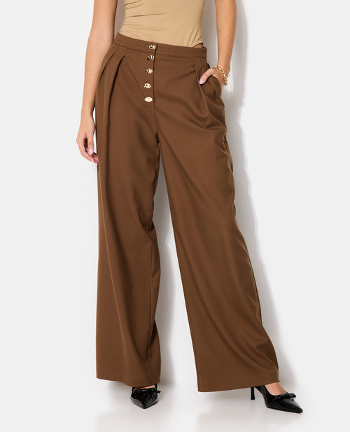 Pantalon droit et large avec boutons fantaisie - PIMKIE - 5