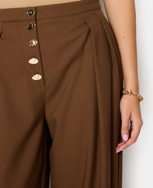 Pantalon droit et large avec boutons fantaisie - PIMKIE - 7