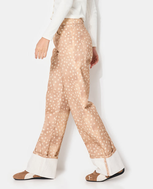 Jean droit avec grand revers motif faon - PIMKIE - 2