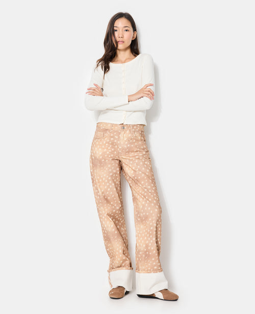 Jean droit avec grand revers motif faon - PIMKIE - 3