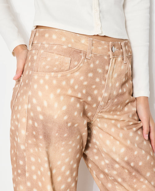 Jean droit avec grand revers motif faon - PIMKIE - 7