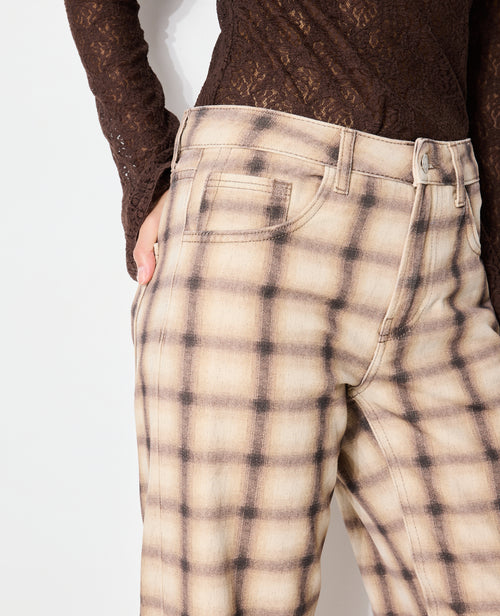 Jean droit avec grand revers motif carreaux - PIMKIE - 3